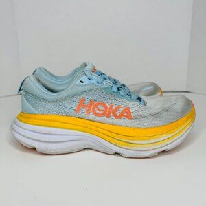 Hoka One One Bondi 8 Lace Up Athletic Sneakers Womens 5.5B Summer Song Blue Yell